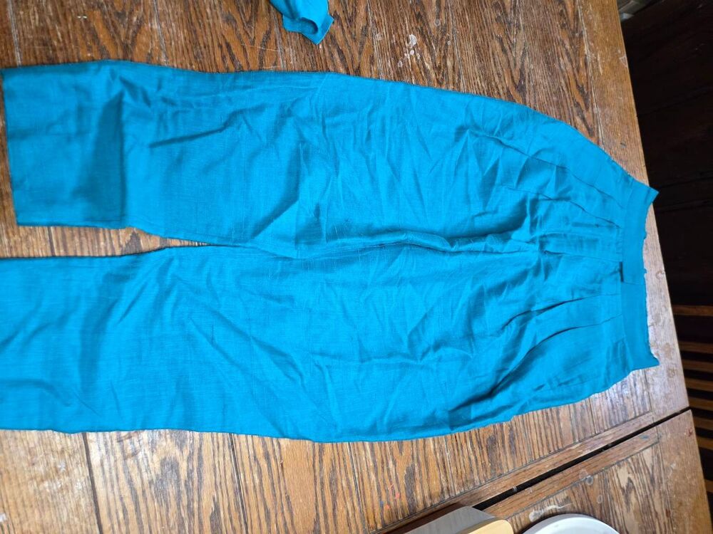 Julia Amory Slim Top Dupioni Top& Deco Jade Teal Pants sz XS - Picture 5 of 7